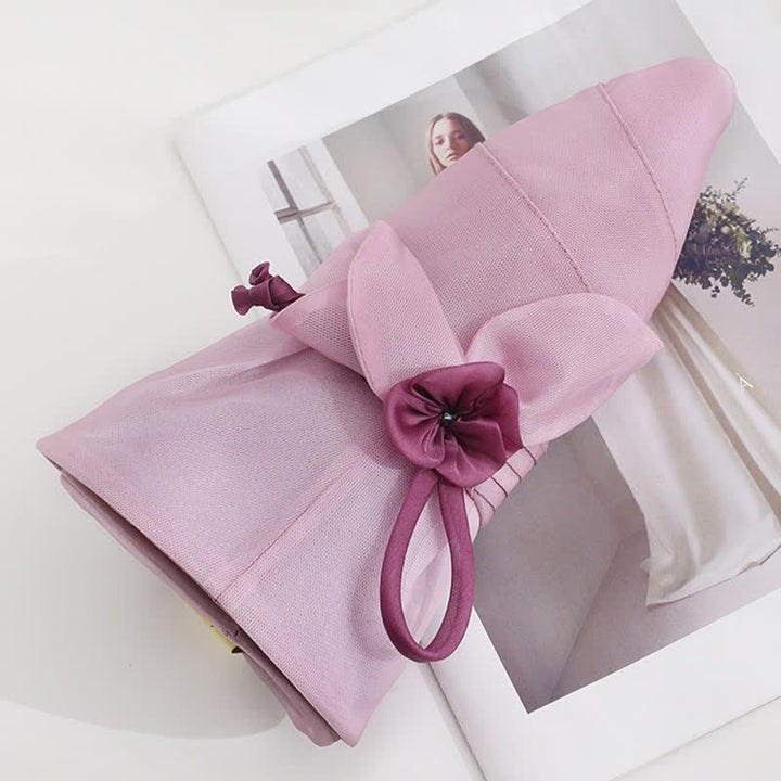 Sombrero de verano de seda auténtica con flores decorativas anchas para mujer