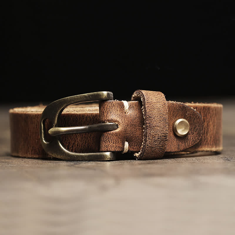 Cinturón de piel de vaca con tira fina para mujer