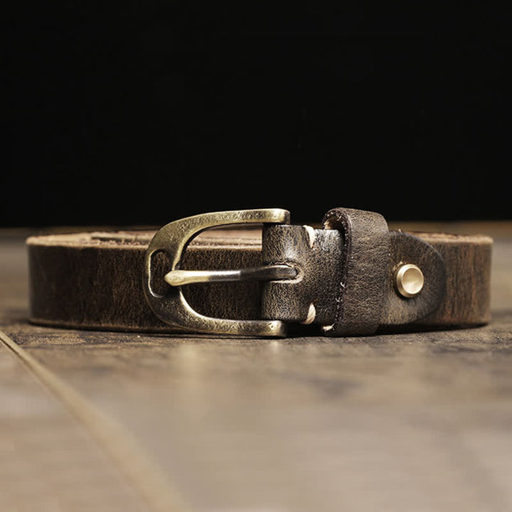 Cinturón de piel de vaca con tira fina para mujer
