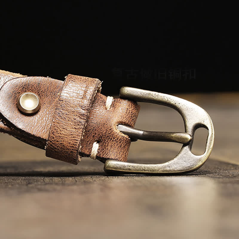 Cinturón de piel de vaca con tira fina para mujer
