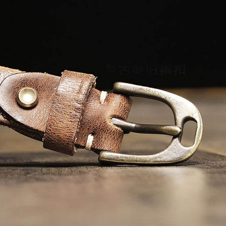 Cinturón de piel de vaca con tira fina para mujer