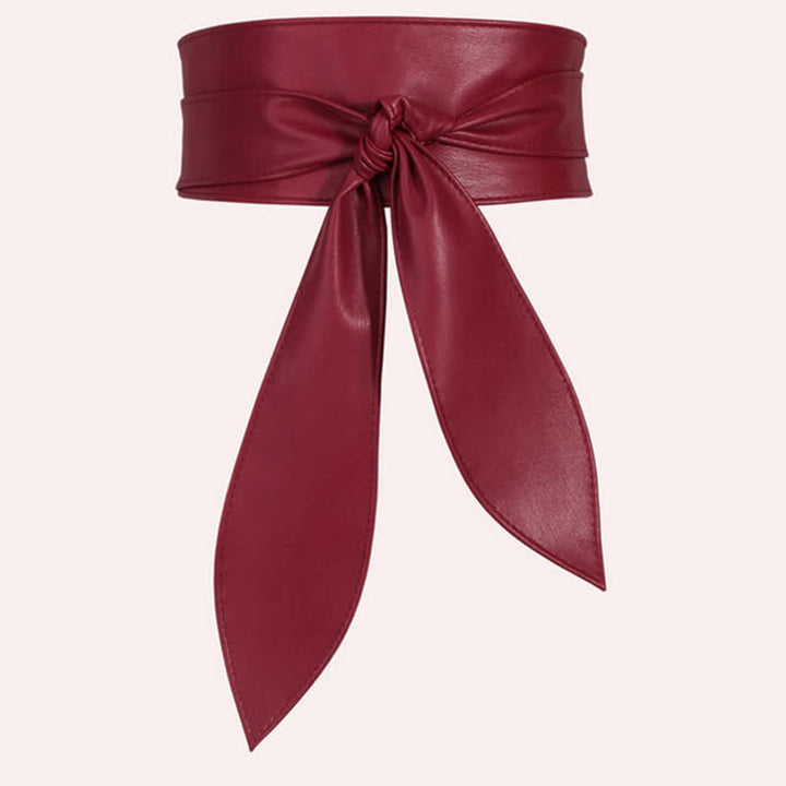 Cinturón de corsé de cuero con cintura ancha para mujer - borgoña - image 7