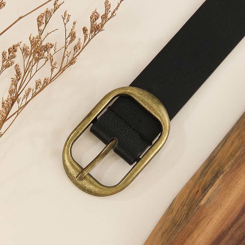 Cinturón de cuero con remaches de metal pesado negro para mujer