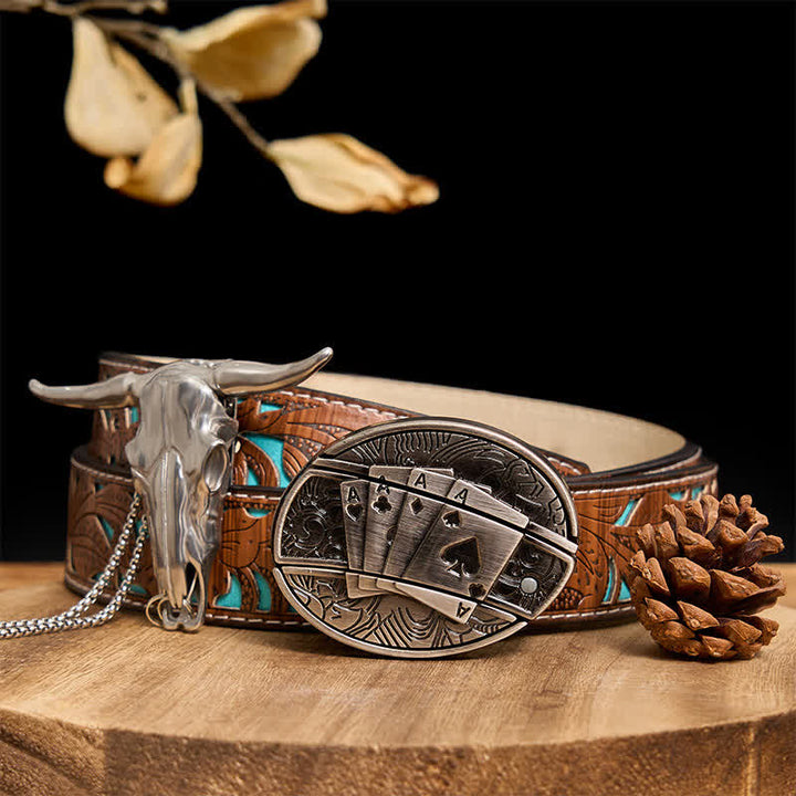 Conjunto de colgante de toro de cuernos largos con hebilla de cuchillo oculto de Western Gadget DIY
