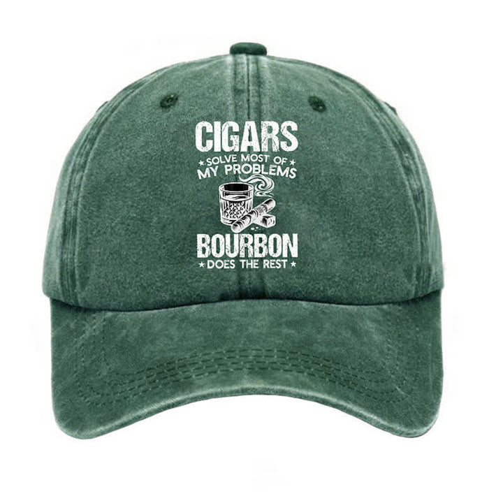 Gorra de béisbol ajustable "Los puros y el vino solucionan problemas"