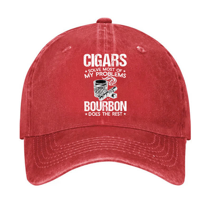 Gorra de béisbol ajustable "Los puros y el vino solucionan problemas"