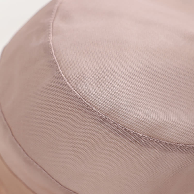 Sombrero de sol de seda plegable con ala ancha y lazo grande para mujer