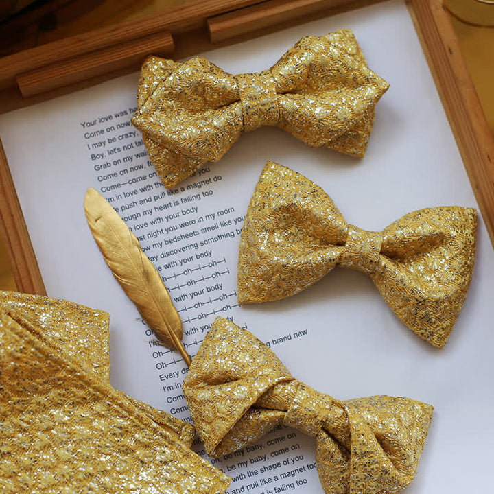 Pajarita dorada con detalles brillantes para hombre