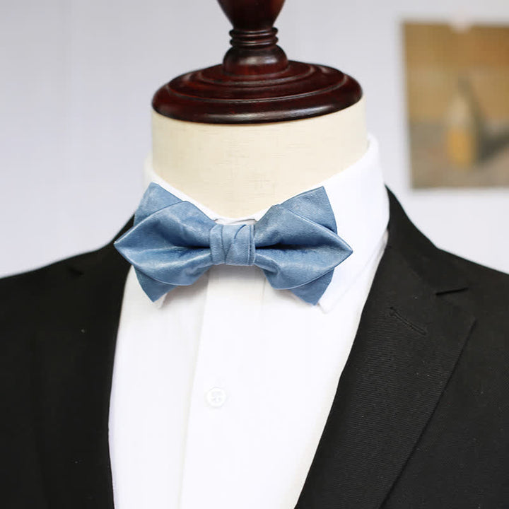 Pajarita fresca de color sólido azul neblina para hombre