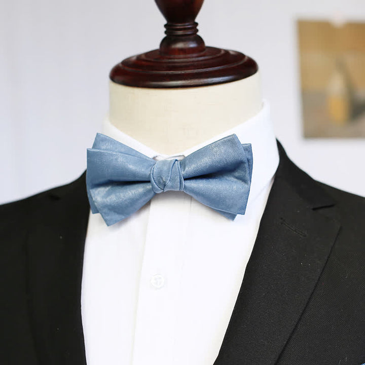 Pajarita fresca de color sólido azul neblina para hombre