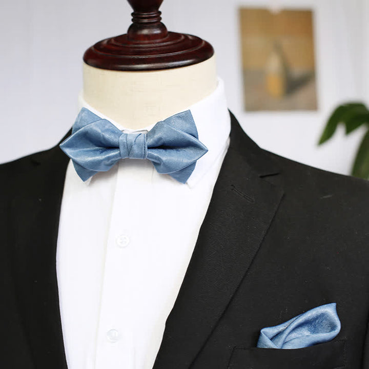 Pajarita fresca de color sólido azul neblina para hombre
