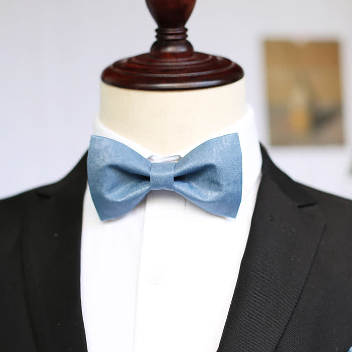 Pajarita fresca de color sólido azul neblina para hombre