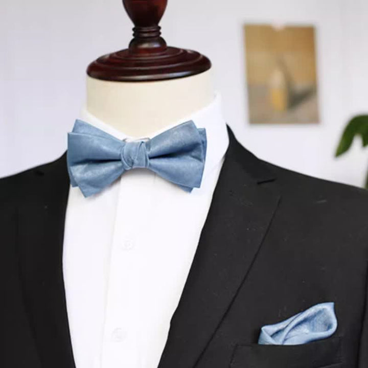 Pajarita fresca de color sólido azul neblina para hombre