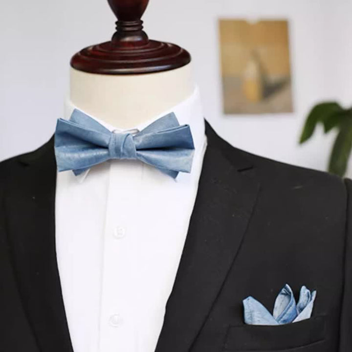 Pajarita fresca de color sólido azul neblina para hombre