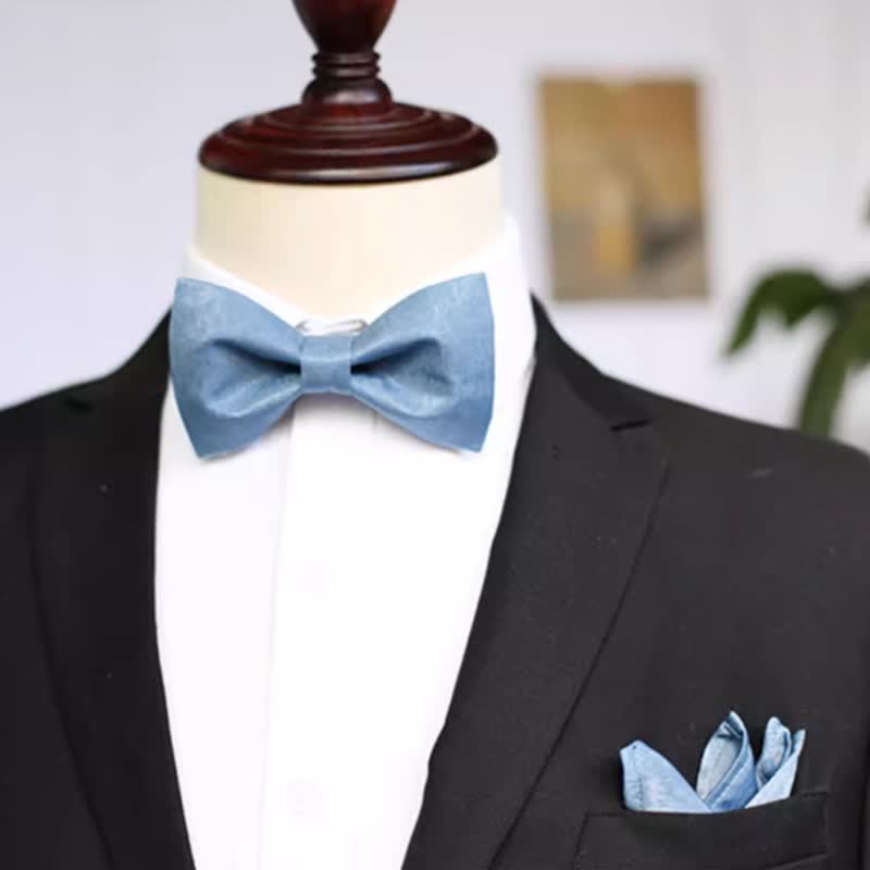 Pajarita fresca de color sólido azul neblina para hombre
