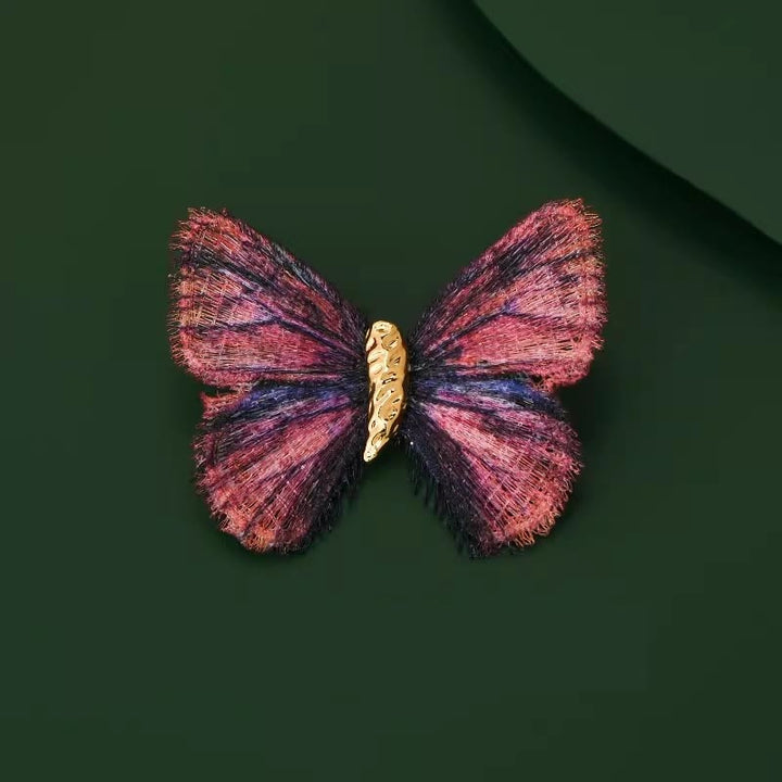 Broche bordado con mariposas retro en degradado de color para mujer