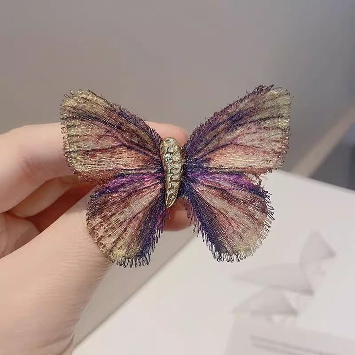 Broche bordado con mariposas retro en degradado de color para mujer