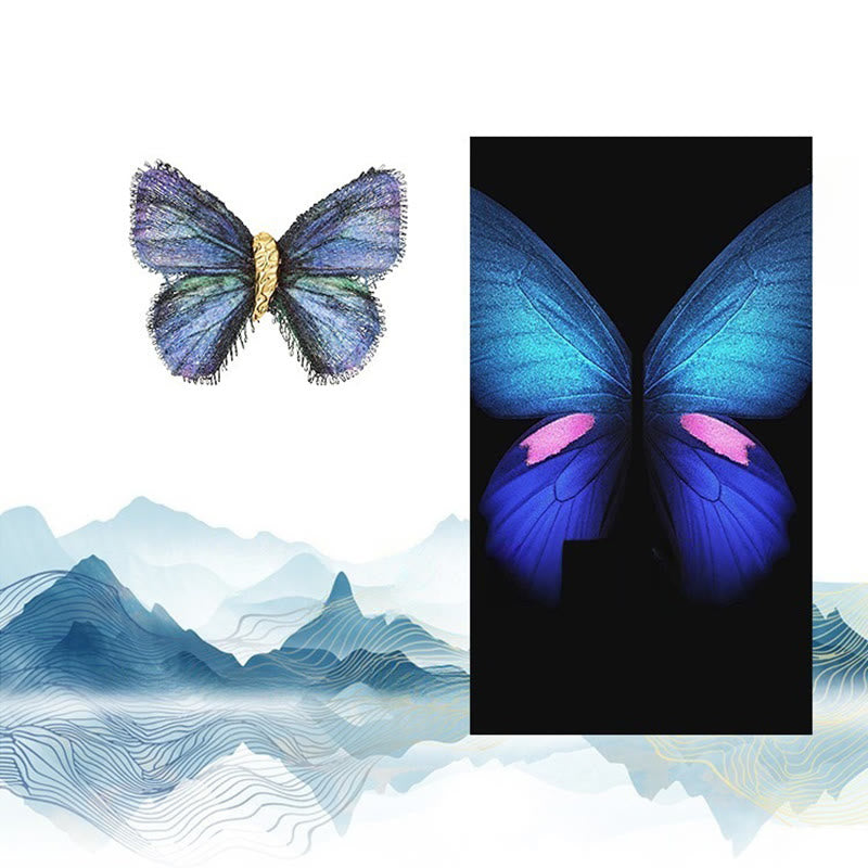 Broche bordado con mariposas retro en degradado de color para mujer