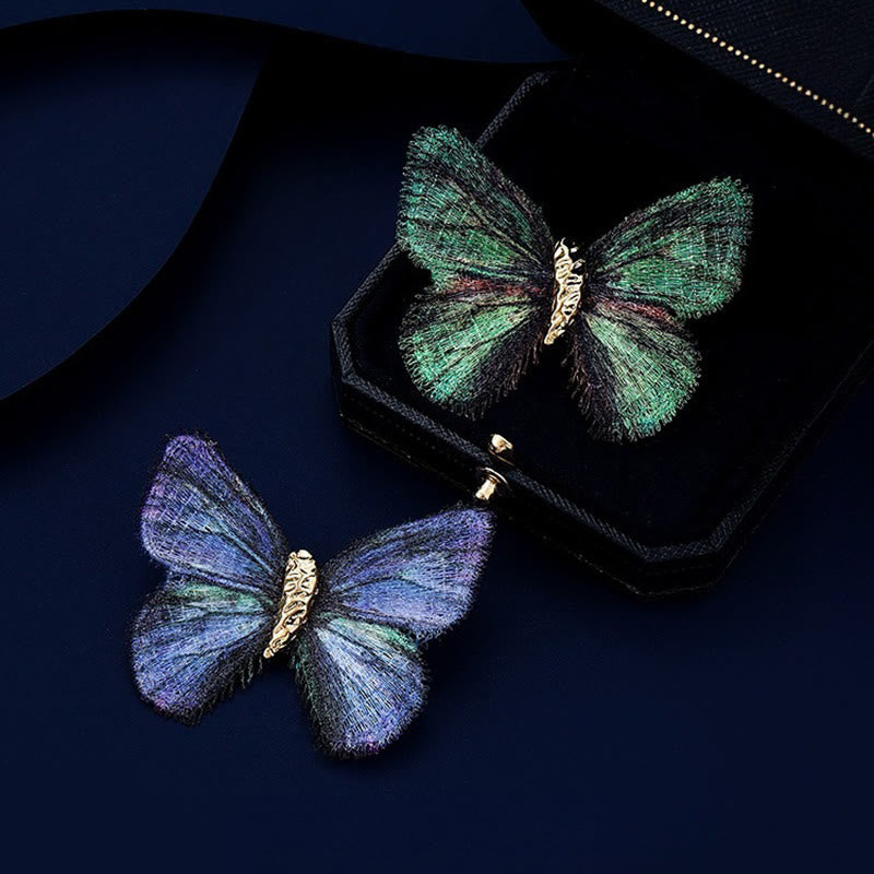 Broche bordado con mariposas retro en degradado de color para mujer