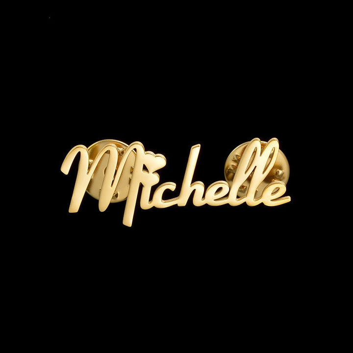 Broche de acero inoxidable personalizado con tu nombre personalizado en oro