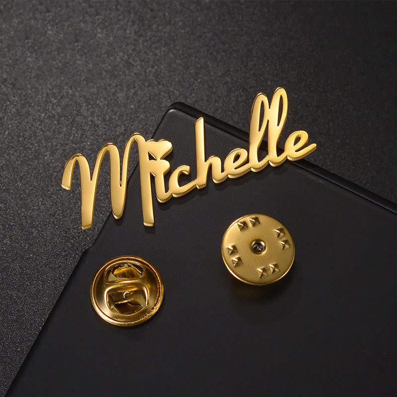 Broche de acero inoxidable personalizado con tu nombre personalizado en oro
