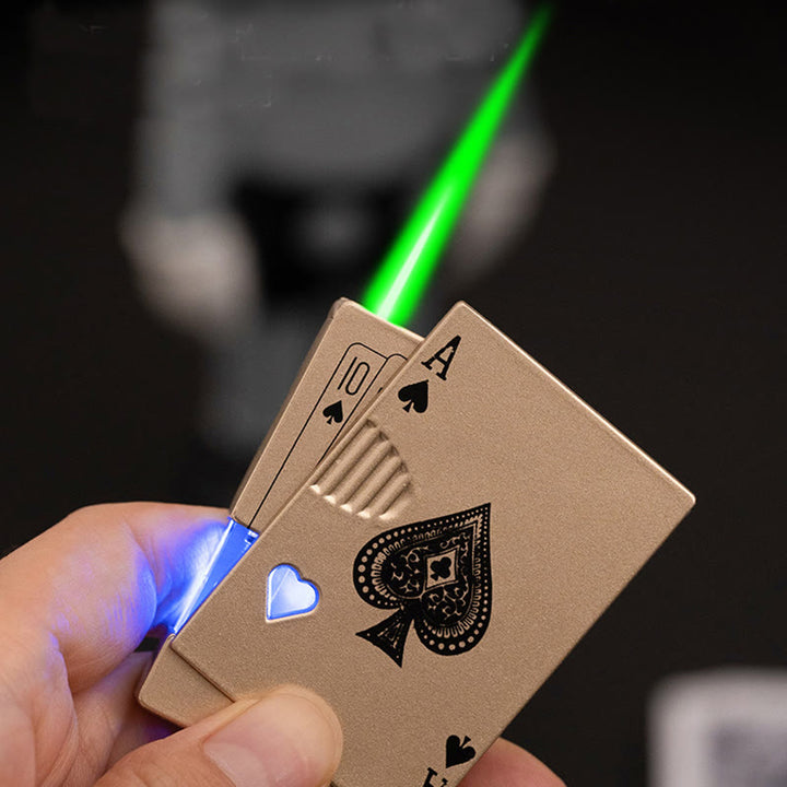 Encendedor de butano recargable con tanque de aire visible y luminoso de póker