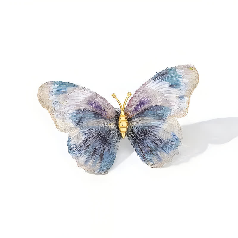 Broche delicado de mariposa bordada con insectos para mujer