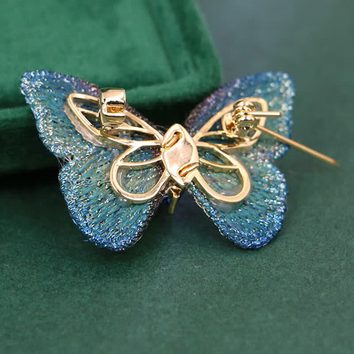 Broche de mariposa de cristal bordado a mano para mujer