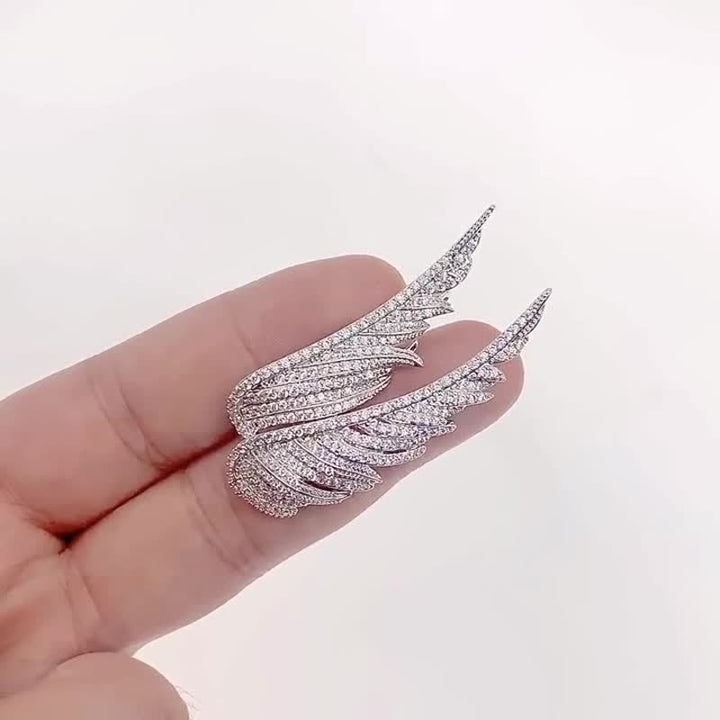 Broche de alas de ángel con plumas para mujer