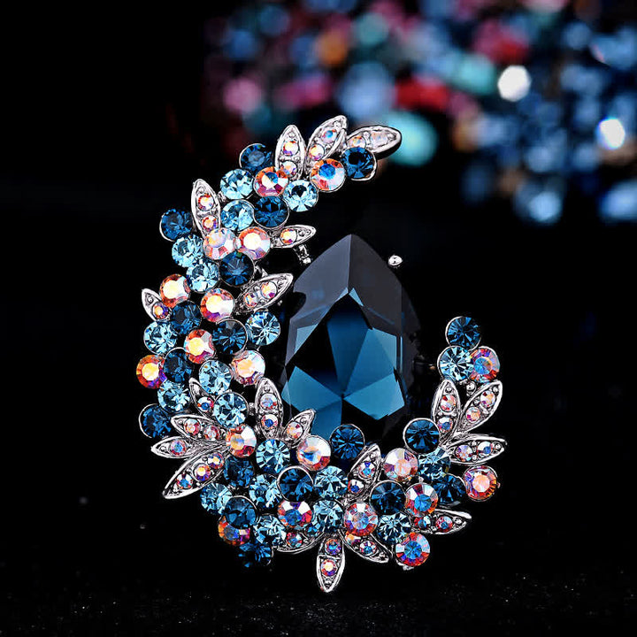 Broche de media luna de cristal brillante para mujer