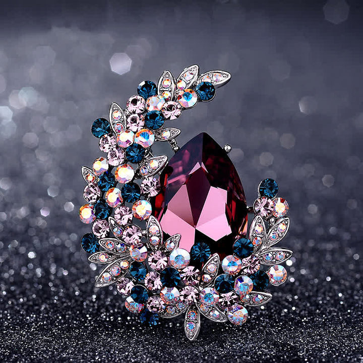 Broche de media luna de cristal brillante para mujer