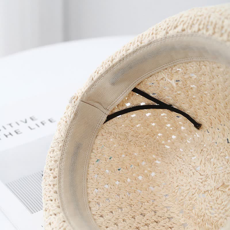 Sombrero Fedora de paja con correa de cuero estilo británico clásico para hombre