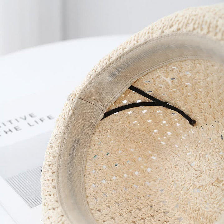 Sombrero Fedora de paja con correa de cuero estilo británico clásico para hombre