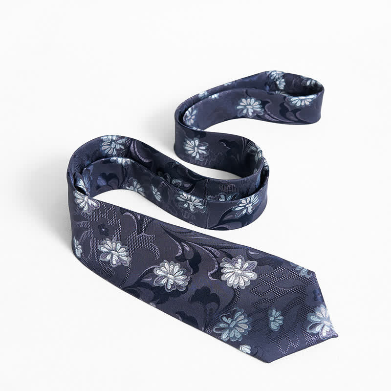 Corbata elegante con estampado floral de margaritas para hombre