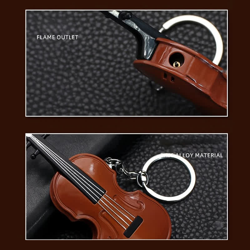 Lindo llavero con encendedor de butano y diseño de violín.