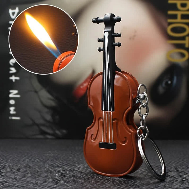 Lindo llavero con encendedor de butano y diseño de violín.