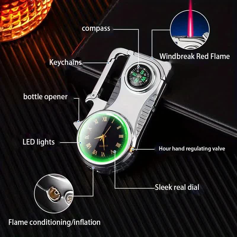 Reloj brújula multiusos llavero portátil encendido de butano