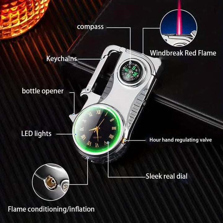 Reloj brújula multiusos llavero portátil encendido de butano