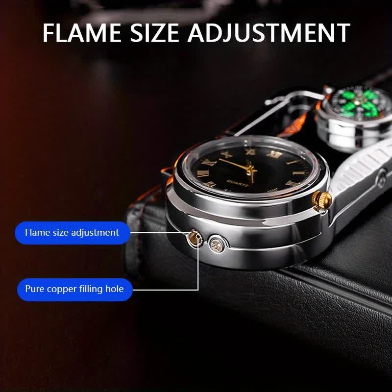 Reloj brújula multiusos llavero portátil encendido de butano