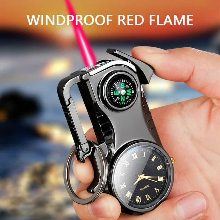Reloj brújula multiusos llavero portátil encendido de butano