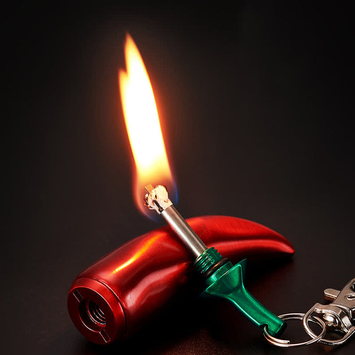 Encendedor de quesoseno con llavero de cerilla permanente en forma de chile novedoso