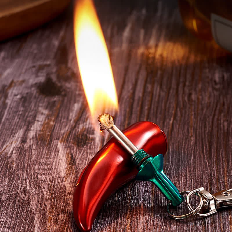 Encendedor de quesoseno con llavero de cerilla permanente en forma de chile novedoso