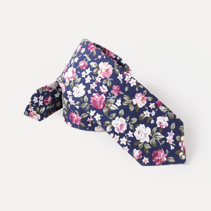 Corbata de algodón con estampado de flores frescas y bonitas para hombre