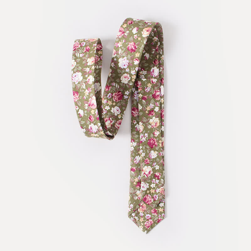 Corbata de algodón con estampado de flores frescas y bonitas para hombre