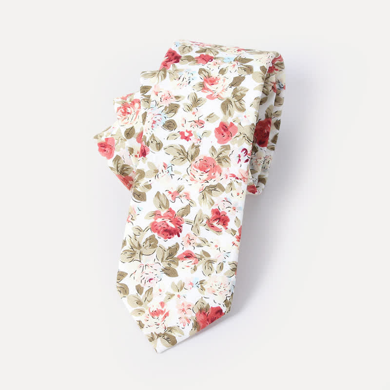 Corbata de algodón con estampado de flores frescas y bonitas para hombre