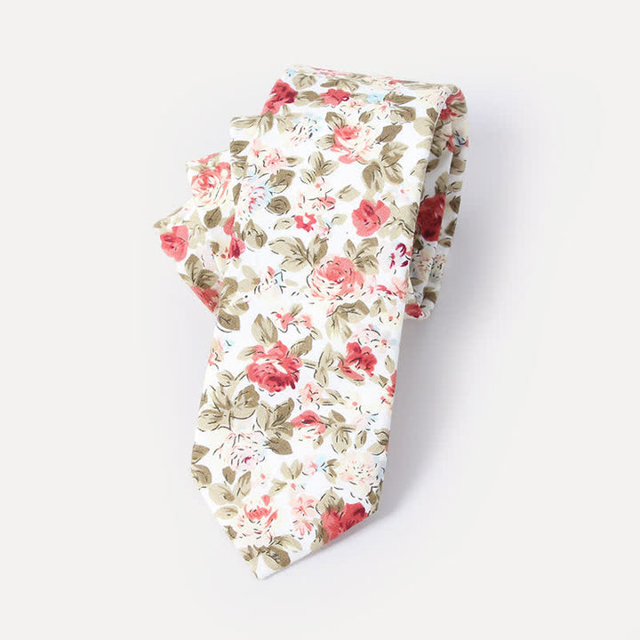 Corbata de algodón con estampado de flores frescas y bonitas para hombre