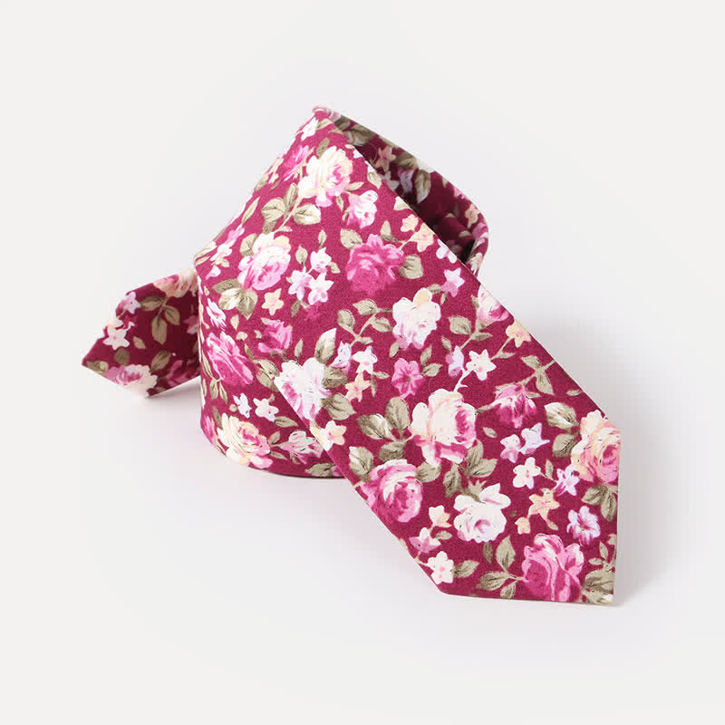 Corbata de algodón con estampado de flores frescas y bonitas para hombre