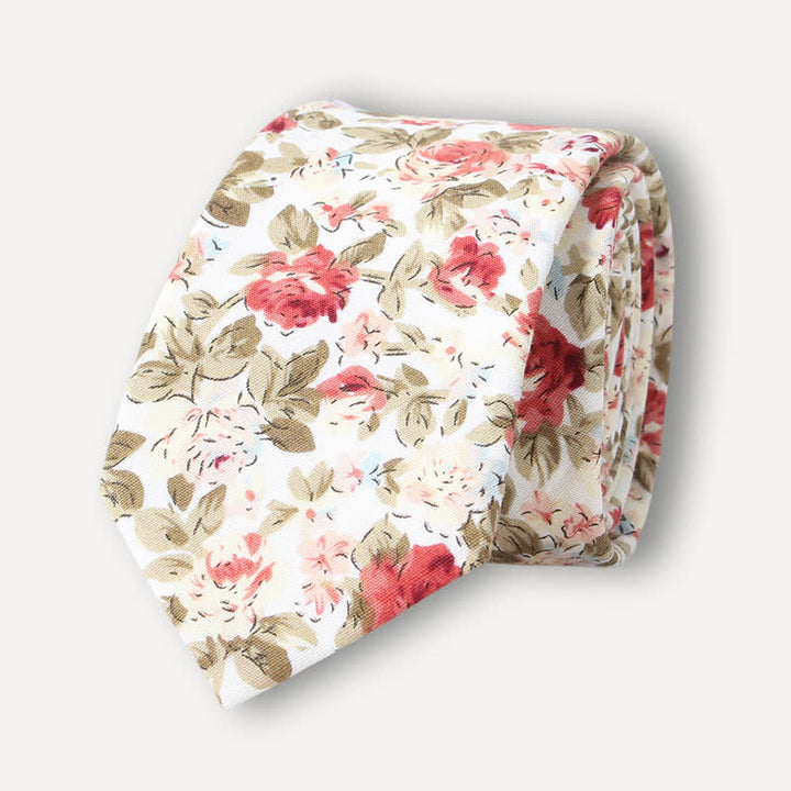 Corbata de algodón con estampado de flores frescas y bonitas para hombre