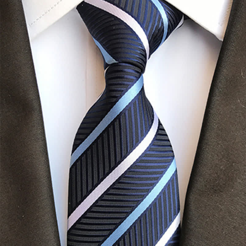 Corbata de rayas de negocios para hombre en azul medianoche
