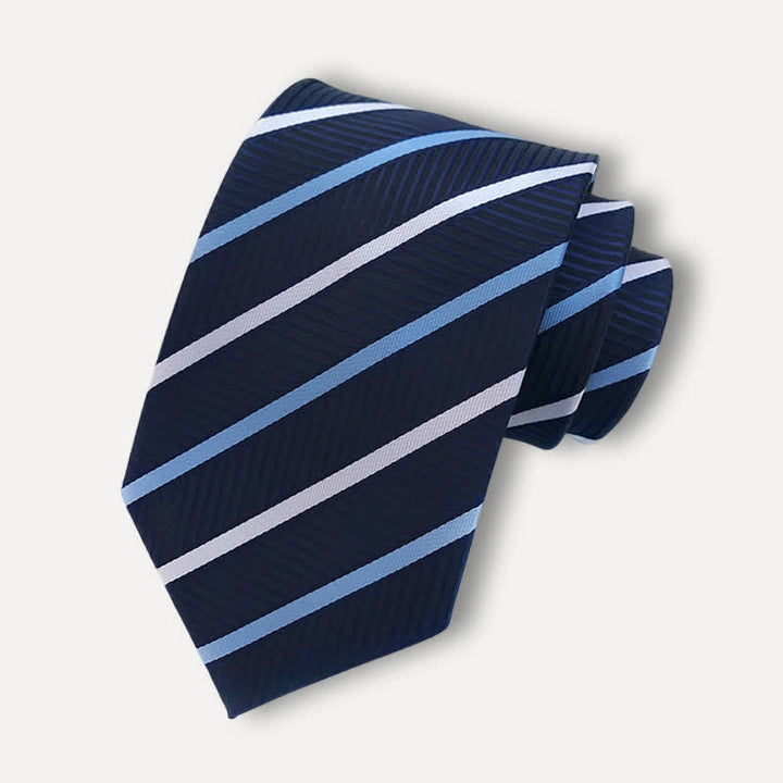 Corbata de rayas de negocios para hombre en azul medianoche